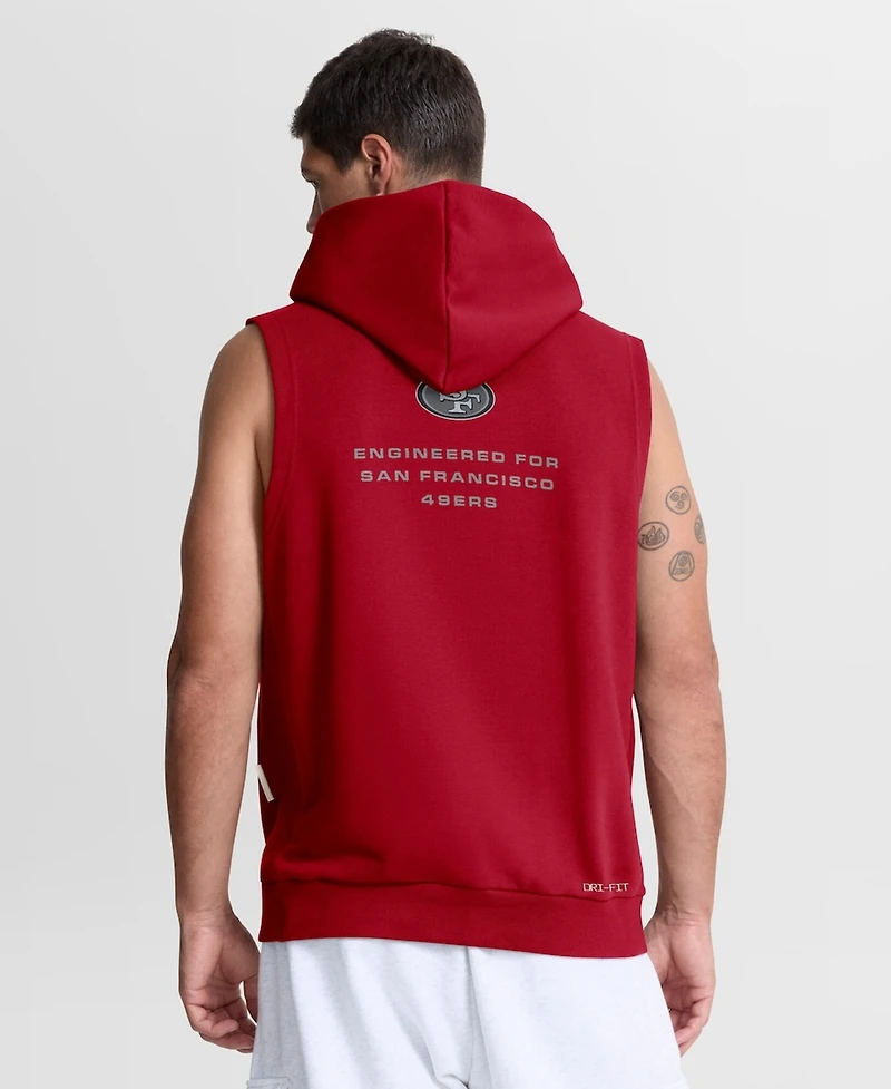 Nike Men's Scarlet San Francisco 49ers Sideline Standard Issue Dri-fit Sleeveless Hoodie