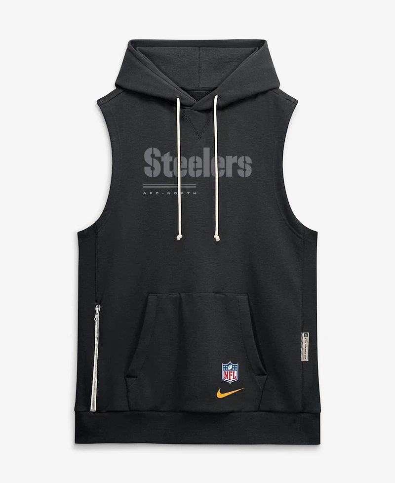 Nike Men's Black Pittsburgh Steelers Sideline Standard Issue Dri-fit Sleeveless Hoodie