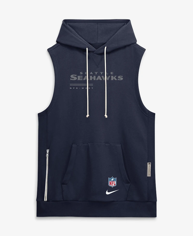 Nike Men's College Navy Seattle Seahawks Sideline Standard Issue Dri-fit Sleeveless Hoodie