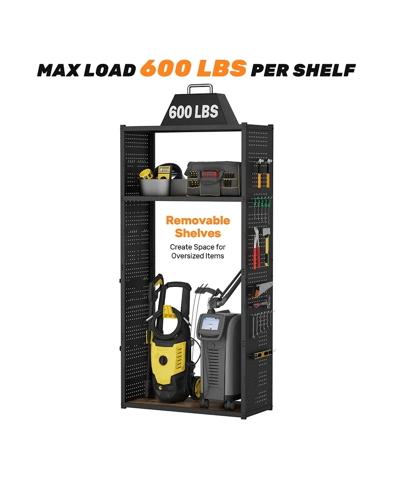 Heavy-Duty Garage Storage and Workstation System with Side Pegboards