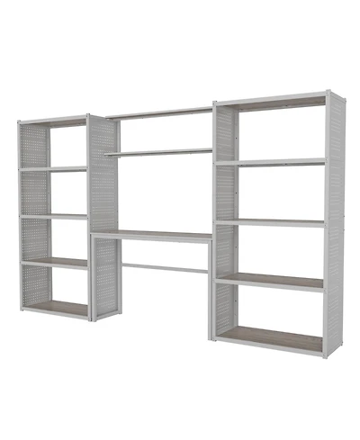 Heavy-Duty Garage Storage and Workstation System with Side Pegboards, White (119.8 in. W x 71.1 in. H x 15.7 in. D
