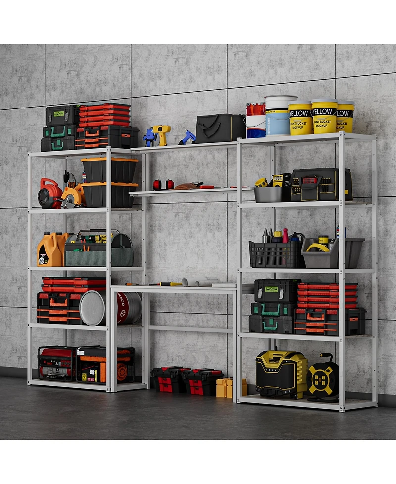 Heavy-Duty Garage Storage and Workstation System, White (119.8 in. W x 71.1 in. H x 15.7 in. D