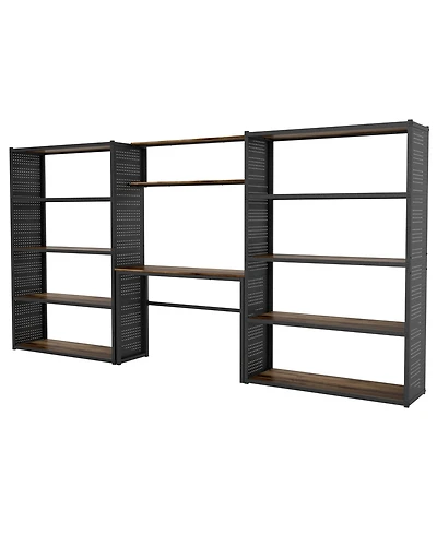 Heavy-Duty Wide Garage Storage and Workstation System with Side Pegboards, Black (144.2 in. W x 71.1 in. H x 15.7 in. D