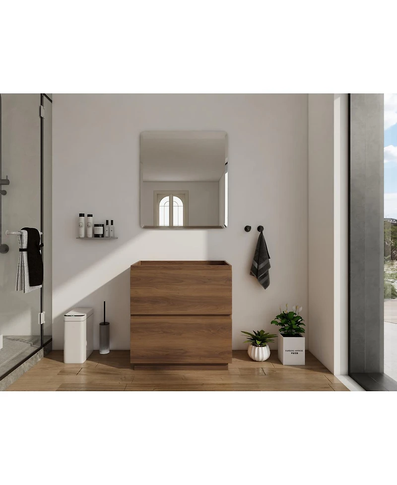 Sillysis Bathroom Vanity Cabinet Only, Freestanding Engineered Wood with 2 Drawers, Minimalist Storage for Small Bathrooms