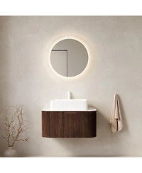 Sillysis Wall Mounted Bathroom Vanity with Ceramic Sink, Plywood Cabinet, Soft Close Drawer