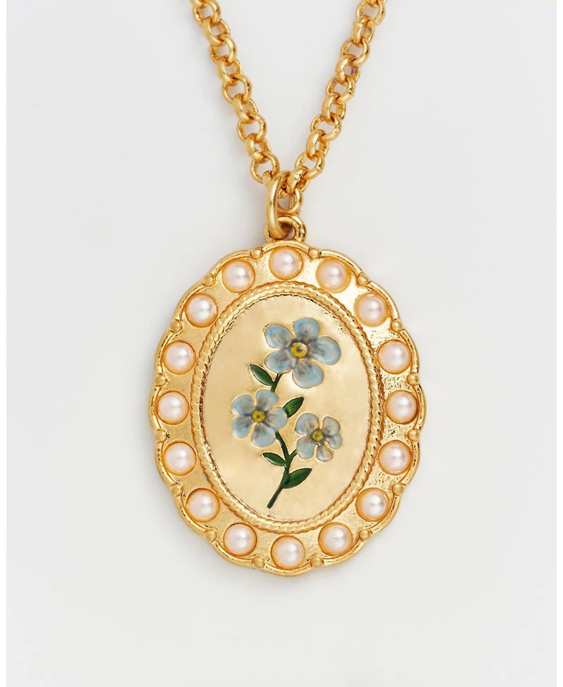 Fable England Forget Me Not Pearl Cameo Necklace