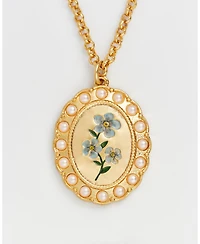 Fable England Forget Me Not Pearl Cameo Necklace