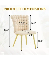 Rainsken Velvet Dining Chairs Set of 2, Bubble Tufted Accent Chair, with Metal Legs, for Room, Living Bedroom
