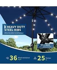 gaomon 9 Feet Outdoor Table Solar Patio Umbrella With 32 Led Lights, Uv Protection For Pool, Deck