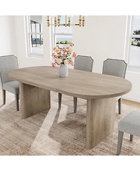 gaomon 3-piece 63" oval dining set with sturdy wood table and upholstered high-back chairs, perfect for modern kitchens and dining spaces.