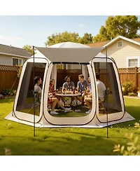 Cozito Screen House Tent, 12 x 11 ft 10-12 Person Pop Up Canopy with Awning