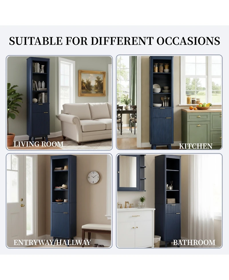 Phying 68" H Tall Bathroom Storage Cabinet with Adjustable Shelves and One Drawer and Door, Storage Cabinet for Bathroom, Living Room