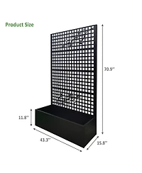 Asagikoiai 70.9" Outdoor Metal Planter Box with Trellis Lattice, Raised Garden Bed for Patio