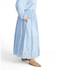 Universal Standard Plus Tosca Embroidered Linen Maxi Skirt