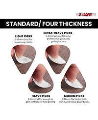 5 Core Guitar Picks 12 Piece Celluloid Light Medium Heavy Extra Heavy for Acoustic Electric Guitars