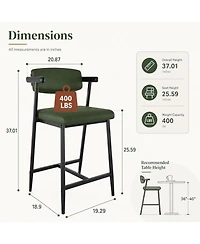 gaomon 4 Sets of Retro Bar Stools, 26-Inch Bar Height, Made of Metal, With Armrests, Backrests, And Footrests, Suitable for Kitchen Islands