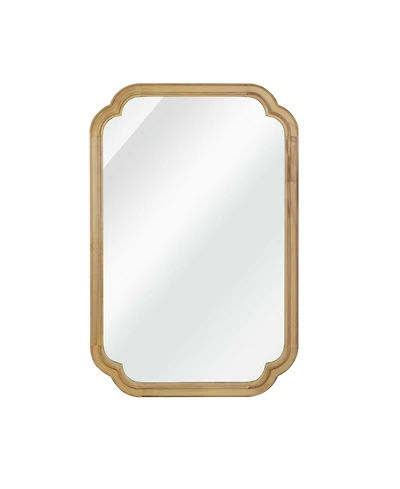Phying Natural Wood Color Solid Wood Frame Mirror Rounded Corner Decorative Wall Mirror for Bedroom Bathroom Living Room Entryway Wall Decor