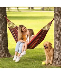 GarveeLife Portable Double Camping Hammock with Tree Straps and Anti-Roll Balance Beam - 500lbs Capacity - Ideal for Patio, Backyard