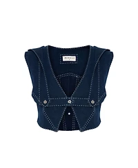 Jendue Women's Lia Denim Top - Stylish Denim Vest | Designer Denim Fashion