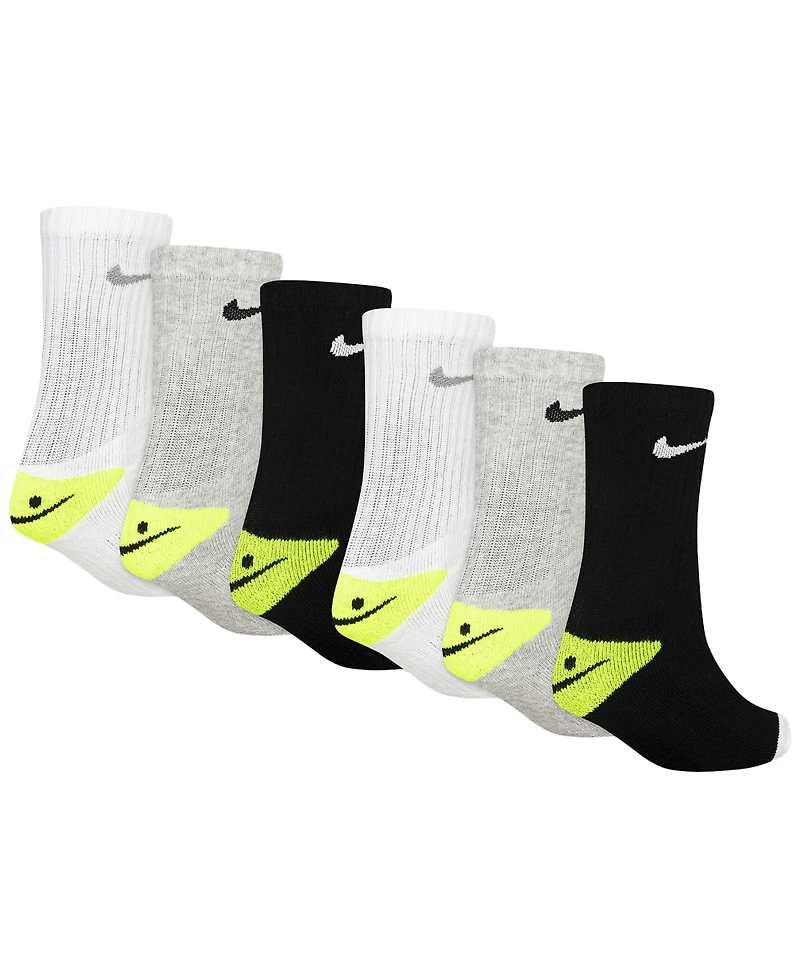 Nike Boys' and Girls' 4-7 Smiley Dri-fit Crew Socks, 6-Pack