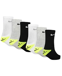 Nike Boys' and Girls' 4-7 Smiley Dri-fit Crew Socks, 6-Pack