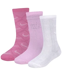 Nike Girls' 4-7 Textured Lattice Crew Socks, 3-Pack