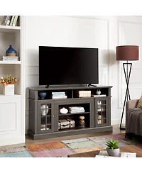 Rainsken Farmhouse Wood Tv Stand, with Open and Closed Storage Space, for Up to 65" , Home Entertainment Console Table, Living Room