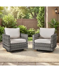Pocassy Patio Chairs Wicker Swivel Rocker Set of 2 Heavy Duty Furniture Outdoor Rocking