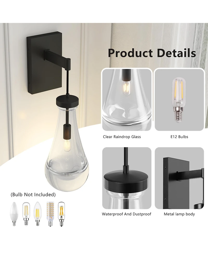 Midola Wall Sconces, Wall Sconces Modern Bathroom Lights, Sconces Wall Lighting with Clear Glass, Wall Mounted Light Wall Lamp for Living Room Hallway