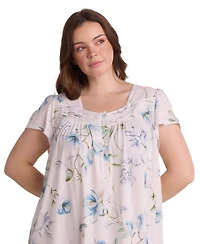 Miss Elaine Plus Short-Sleeve Printed Short Gown