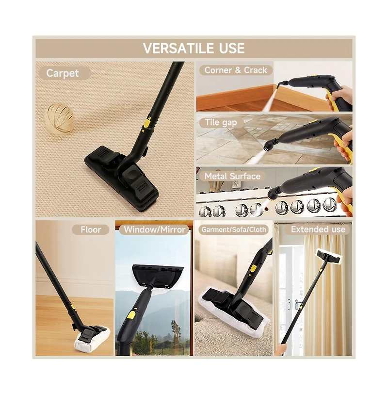 Topteng 2000W Steam Cleaner with 0.53 Gal Tank and Extendable Wand for Floor and Kitchen