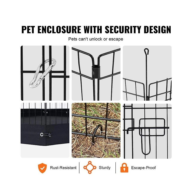 Ruie Square 4 Panel Metal Dog Exercise Pen 24 x 36 in Indoor Outdoor Playpen