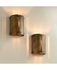 Possini Euro Design Possini Euro Julian 8 1/4"H Rustic Bronze Metal Wall Sconce Set of 2