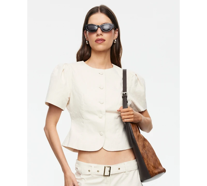 Lioness Women's Cropped Short-Sleeve Blouse