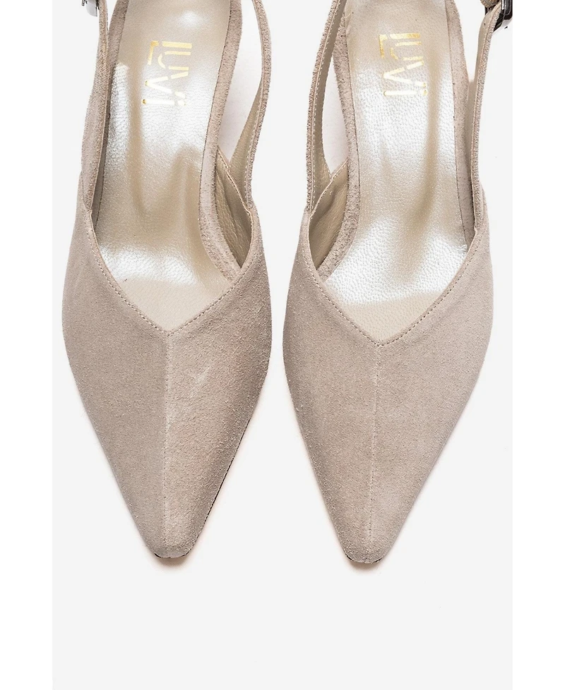 Forever and Always Women's Shoes Dioris Leather Slingback Kitten Heel Pump