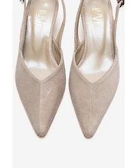 Forever and Always Women's Shoes Dioris Leather Slingback Kitten Heel Pump
