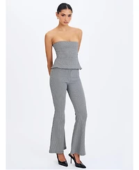 Miss Circle Women's Ulla Micro-Houndstooth Strapless Peplum Top