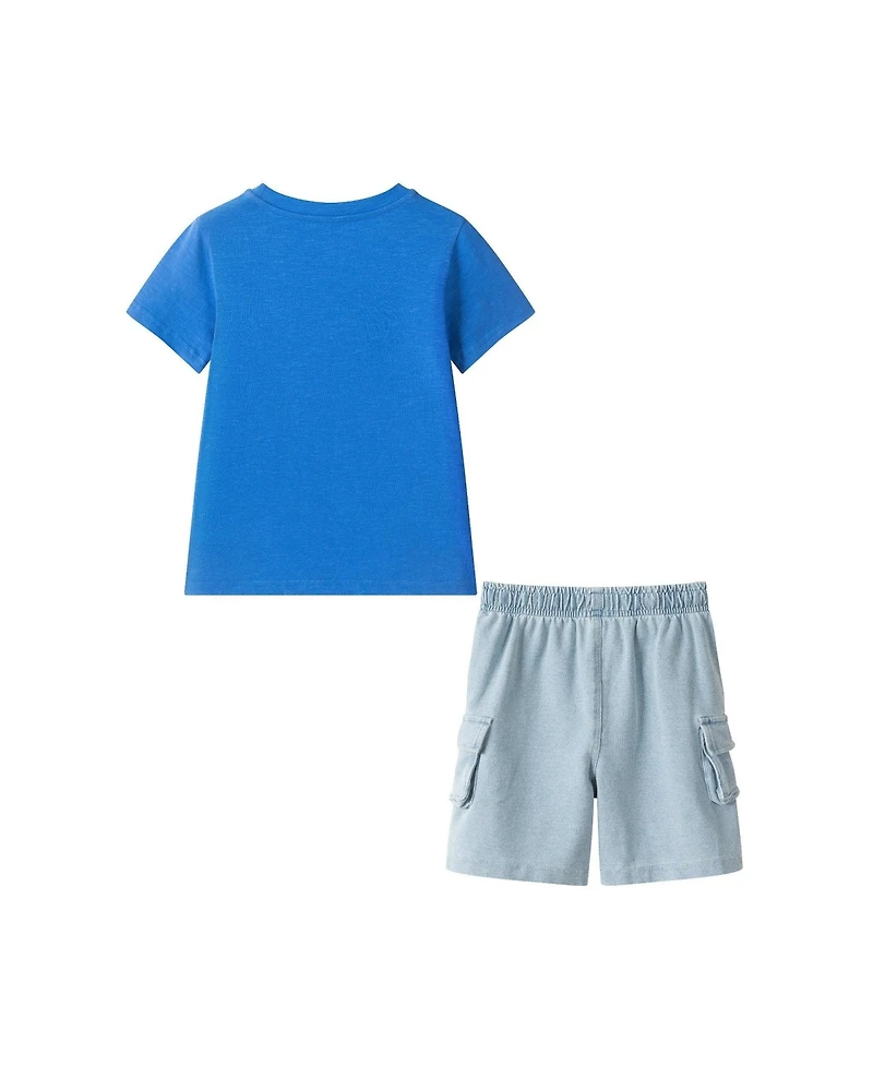 Andy & Evan Toddler Boys Surfing Dino Tee and Knit Denim Short Set