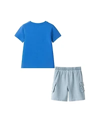 Andy & Evan Toddler Boys Surfing Dino Tee and Knit Denim Short Set