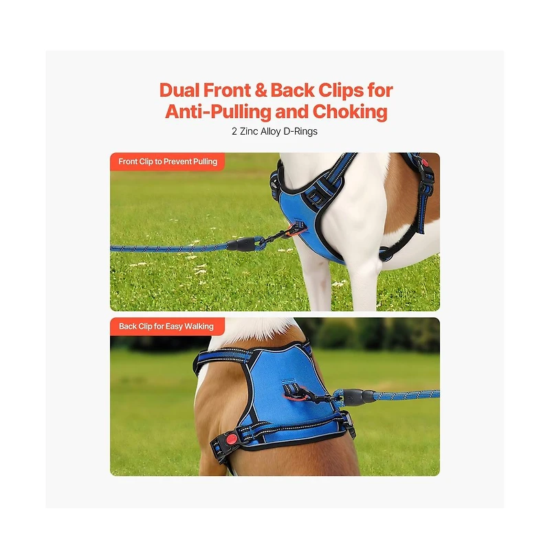 Ruie No Pull Adjustable Dog Vest Harness for Large Dogs with 5 ft Leash and Handle