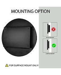 Phying 31.5 Inch Round Medicine Cabinet Surface Mount Metal Framed Wall Mirror with Adjustable Shelves Bathroom Storage Mirror Cabinet