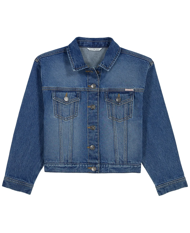 Calvin Klein Girls' 7-16 Button-Front Denim Jacket