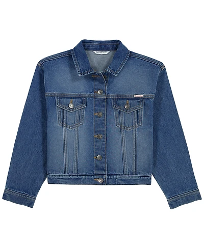 Calvin Klein Girls' 7-16 Button-Front Denim Jacket