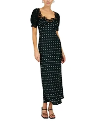 Line & Dot Women's Sophie Polka Lace Trim Maxi Dress