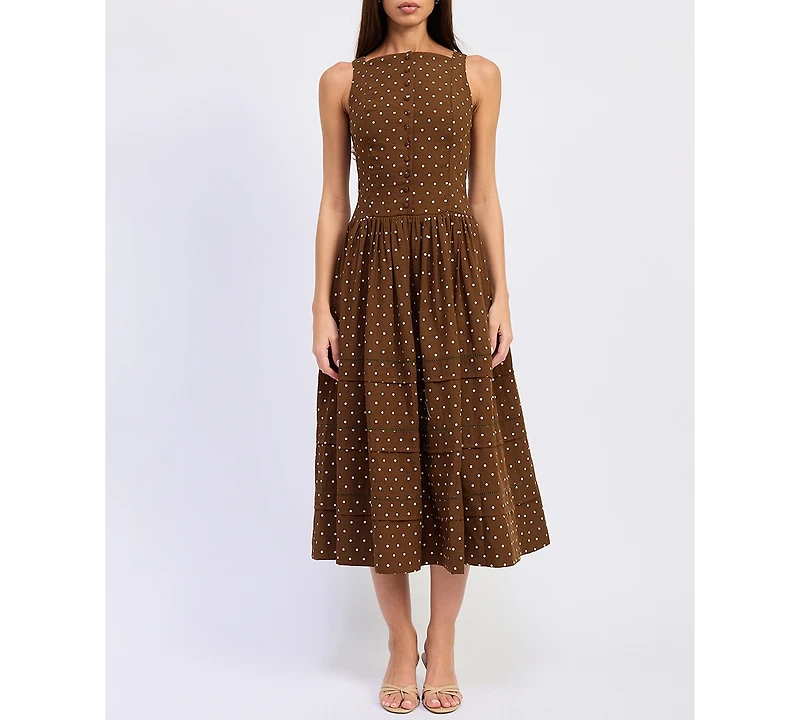 En Saison Women's Stella Polka Dot Sleeveless Midi Dress
