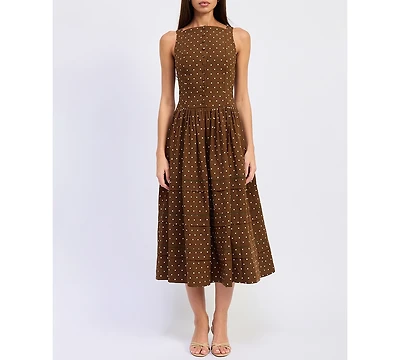 En Saison Women's Stella Polka Dot Sleeveless Midi Dress