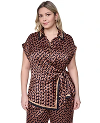 Karl Lagerfeld Paris Women's Side Tie Button Down Shirt