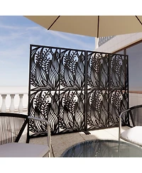sumyeg Metal Privacy Screen Outdoor Indoor Freestanding Divider with Leaf Shape Design