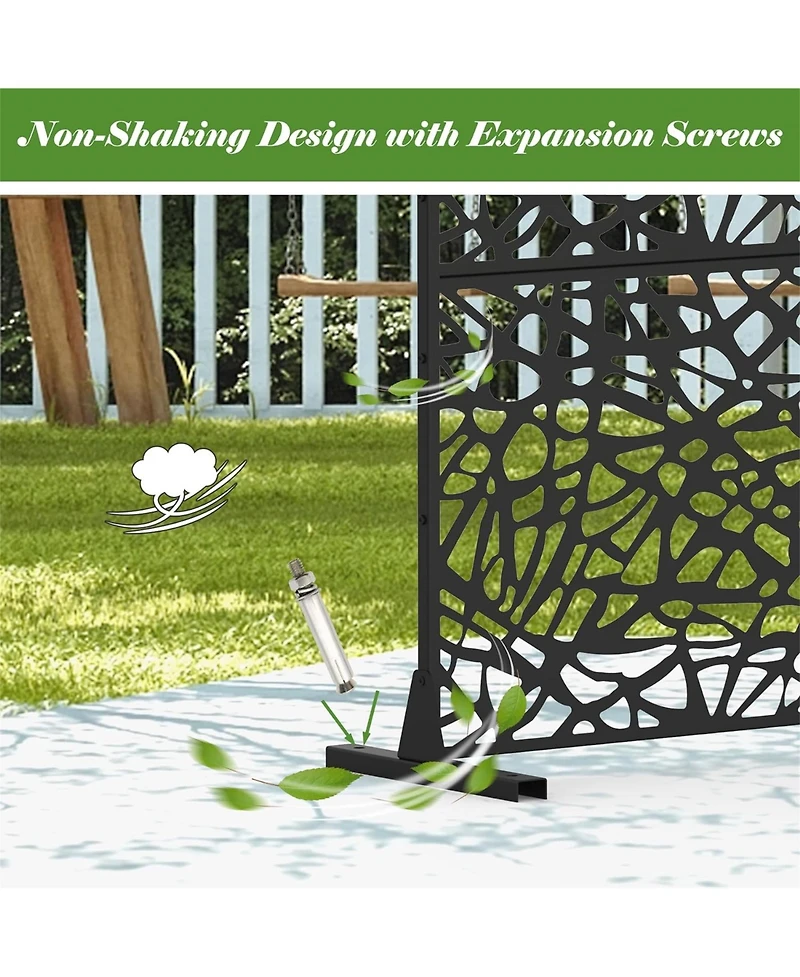 sumyeg Metal Privacy Screen Freestanding Indoor Outdoor Decorative Room Divider with Mesh Design