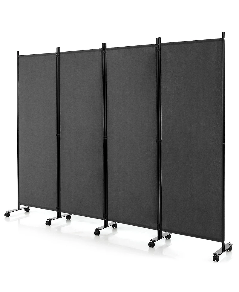 sumyeg 4-Panel Folding Room Divider Privacy Screen with Lockable Wheels for Indoor Use